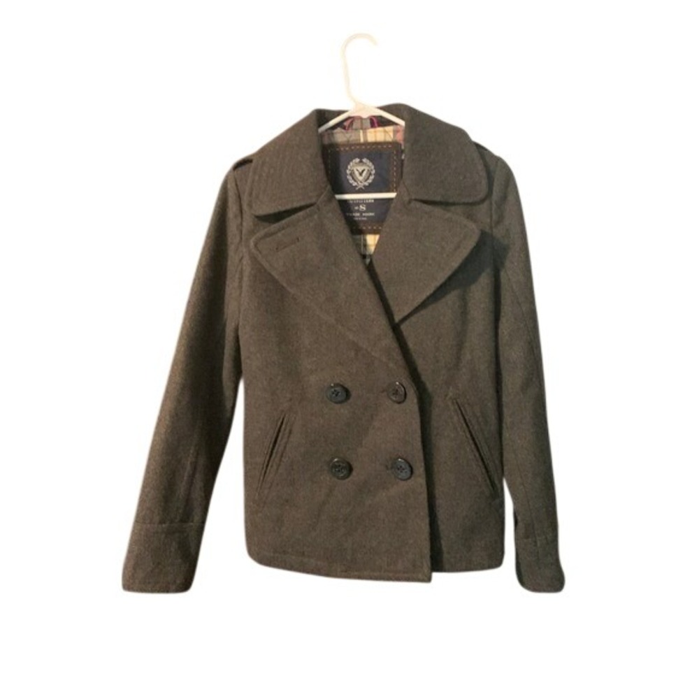 American Eagle Outfitters Women's Gray Double Breasted Wool Blend Peacoat Size S